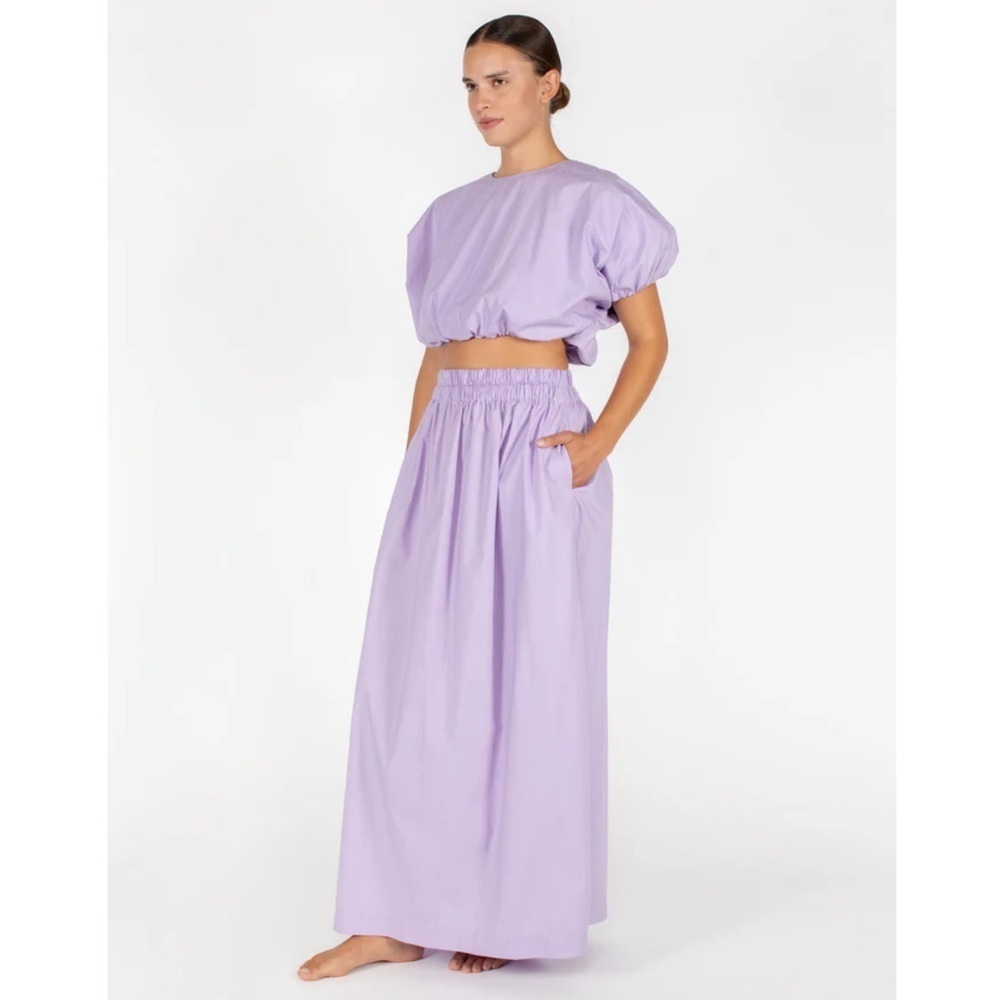 MIKOS DELIA SKIRT - Poplin Cotton Maxi Long Side Slits Pockets